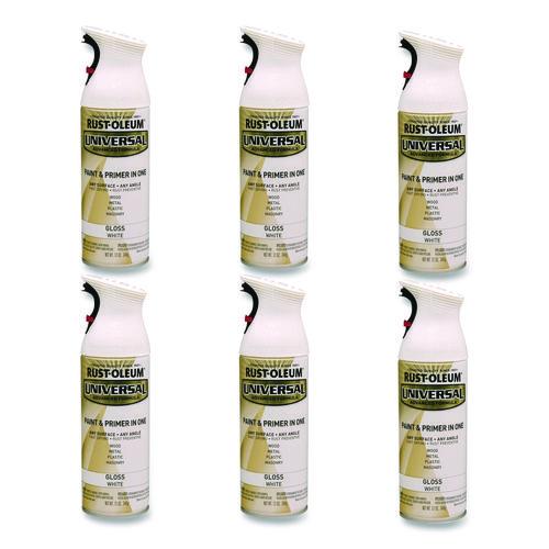 Image of Rust-Oleum® 245199 Universal Premium Spray Paint, Gloss White, 12 oz Aerosol Can, 6/Carton