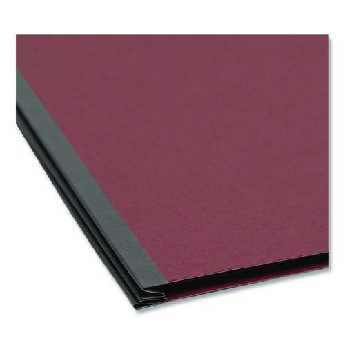 Image of Smead Six-Section Pressboard Top Tab Classification Folders, Six SafeSHIELD Fasteners, 2 Dividers, Letter Size, Bright Red, 10/Box
