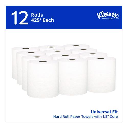 Image of Kleenex® 01080 Universal Hard Roll Paper Towels with Premium Absorbency Pockets, 1-Ply, 8" x 425 ft, 1.5" Core, White, 12 Rolls/Carton
