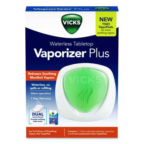 Image of Vicks® V1800BXNV2 Waterless Tabletop Vaporizer Plus,1.9 x 5.3 x 7.5, White/Mint Green
