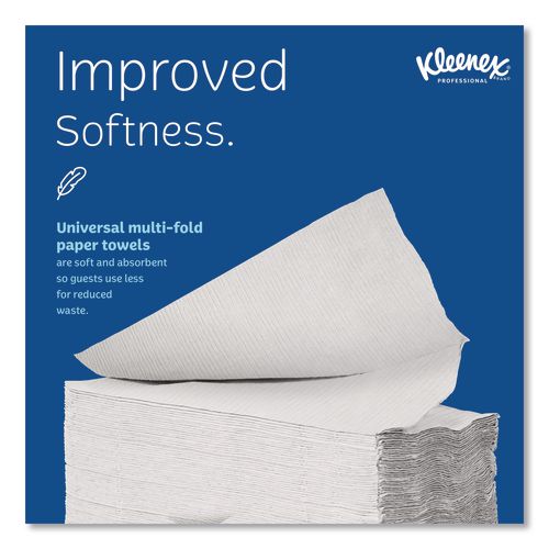 Image of Kleenex® 01890 Multi-Fold Paper Towels, 1-Ply, 9.2 x 9.4, White, 150/Pack, 16 Packs/Carton