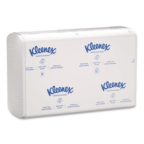 Image of Kleenex® 02046 Multi-Fold Paper Towels, Convenience, 9.2 x 9.4, White, 150/Pack, 8 Packs/Carton