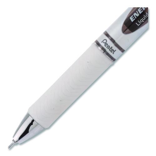 Image of Pentel® BLN77PW-A EnerGel Pearl Deluxe RTX Gel Pen, Retractable, Medium 0.7 mm, Black Ink, Pearl White/Black Barrel, Dozen