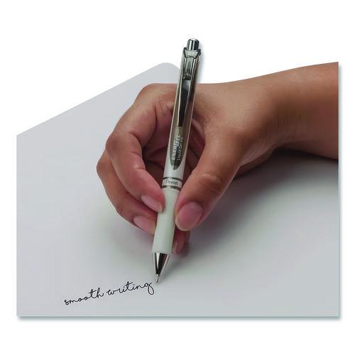 Image of Pentel® BLN77PW-A EnerGel Pearl Deluxe RTX Gel Pen, Retractable, Medium 0.7 mm, Black Ink, Pearl White/Black Barrel, Dozen