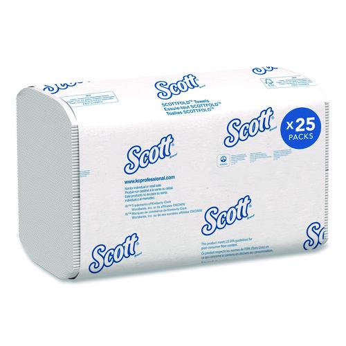 Image of Scott® 45957 Essential Low Wet Strength Multi-Fold Towels, 1-Ply, 9.4 x 12.4, White, 175/Pack, 25 Packs/Carton