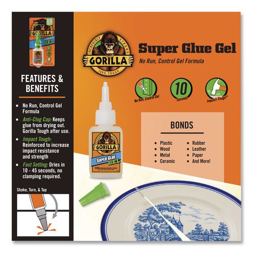 Image of Gorilla® 7600101 Super Glue Gel, 0.53 Oz, Dries Clear