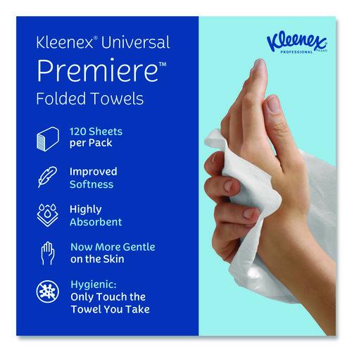 Image of Kleenex® 13254 Premiere Folded Towels, 1-Ply, 9.4 x 12,4, White, 120/Pack, 25 Packs/Carton