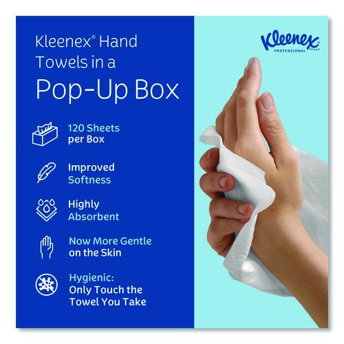 Image of Kleenex® 01701 Hand Towels, POP-UP Box, Cloth, 1-Ply, 9 x 10.5, Unscented, White, 120/Box, 18 Boxes/Carton