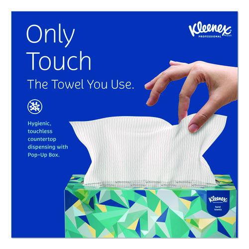 Image of Kleenex® 01701 Hand Towels, POP-UP Box, Cloth, 1-Ply, 9 x 10.5, Unscented, White, 120/Box