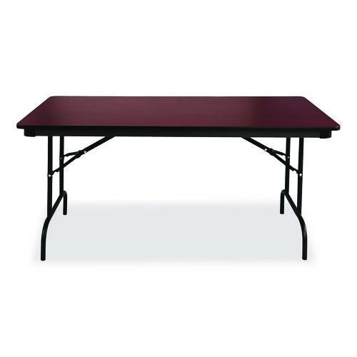 Image of Iceberg 55224 OfficeWorks Commercial Wood-Laminate Folding Table, Rectangular, 72" x 30" x 29", Mahogany