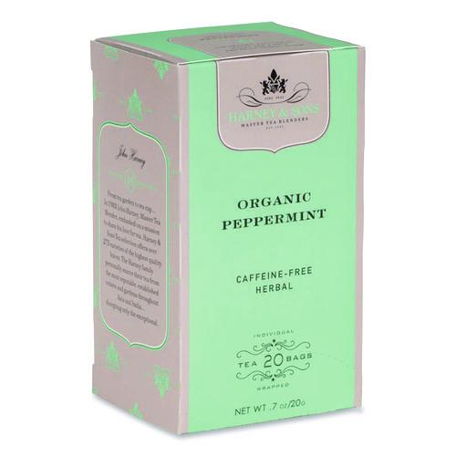 Image of Harney & Sons Premium Tea, Organic Peppermint Herbal Tea, Individually Wrapped Tea Bags, 20/box