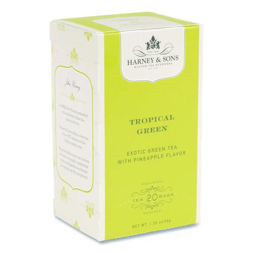 Image of Harney & Sons Premium Tea, Tropical Green Tea, Individually Wrapped Tea Bags, 20/box