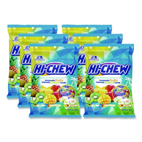 Image of Hi-Chew MOR00434 Fruit Chews, Tropical, Peg Bag 3.53 Oz, 6/carton