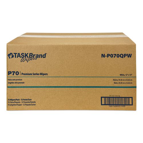 Image of HOSPECO® NP070QPW TASKBrand P70 Series Premium Wiper, 11 x 13, Unscented, 75/Pack, 12 Packs/Carton