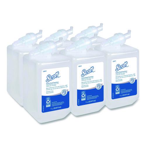 Image of Scott® 12977 Essential Alcohol-Free Foam Hand Sanitizer, 1,000 Ml Cassette, Unscented, 6/carton