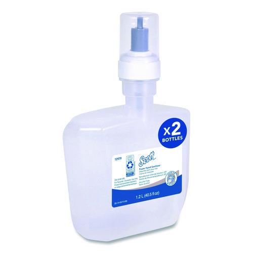 Image of Scott® 12979 Essential Alcohol-Free Foam Hand Sanitizer, 1,200 mL Cassette, Unscented, 2/Carton