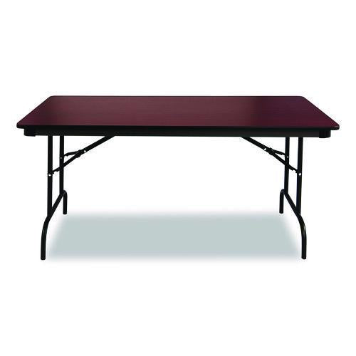 Image of Iceberg OfficeWorks Commercial Wood-Laminate Folding Table, Rectangular, 96" x 30" x 29", Mahogany