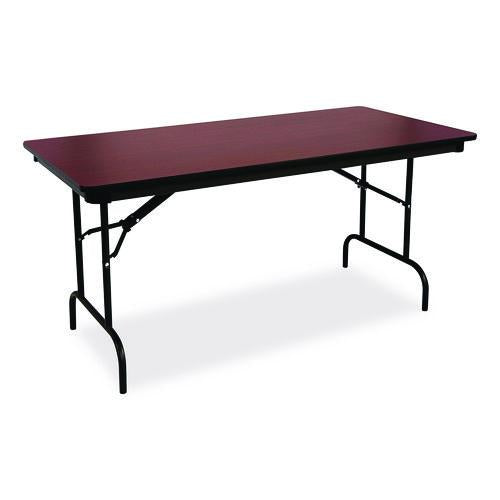 Image of Iceberg OfficeWorks Commercial Wood-Laminate Folding Table, Rectangular, 96" x 30" x 29", Mahogany