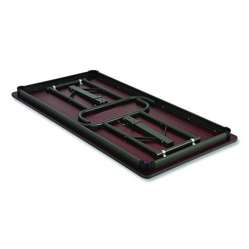 Image of Iceberg OfficeWorks Commercial Wood-Laminate Folding Table, Rectangular, 96" x 30" x 29", Mahogany