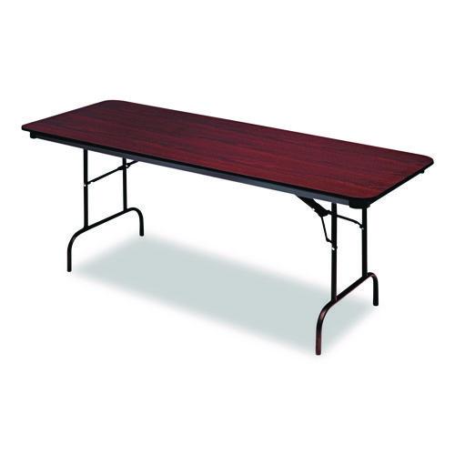 Image of Iceberg OfficeWorks Commercial Wood-Laminate Folding Table, Rectangular, 96" x 30" x 29", Mahogany