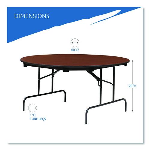 Image of Iceberg OfficeWorks Wood Folding Table, Round, 60" x 29", Mahogany Top, Gray Base
