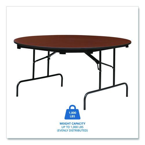 Image of Iceberg OfficeWorks Wood Folding Table, Round, 60" x 29", Mahogany Top, Gray Base