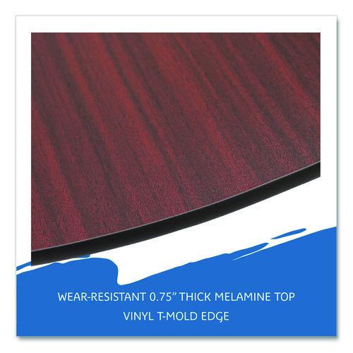 Image of Iceberg OfficeWorks Wood Folding Table, Round, 60" x 29", Mahogany Top, Gray Base