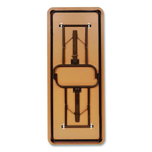 Image of Iceberg OfficeWorks Commercial Wood-Laminate Folding Table, Rectangular, 60" x 18" x 29", Mahogany Top, Brown Base