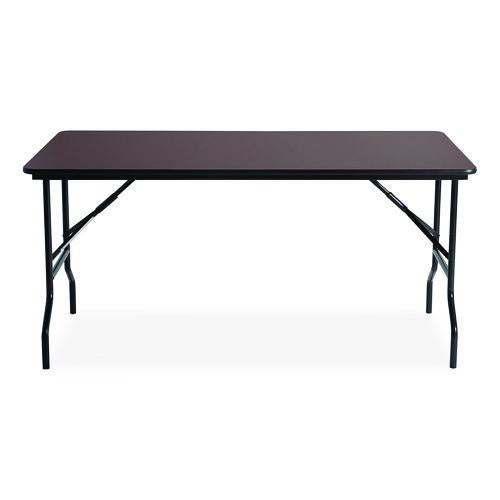 Image of Iceberg OfficeWorks Classic Wood-Laminate Folding Table, Curved Legs, Rectangular, 60" x 30" x 29", Walnut