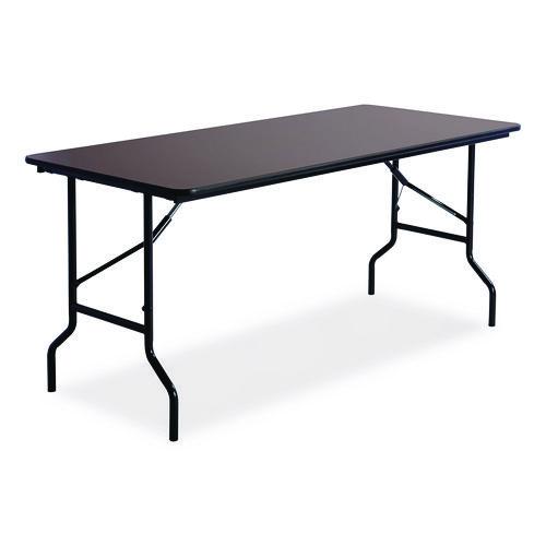 Image of Iceberg OfficeWorks Classic Wood-Laminate Folding Table, Curved Legs, Rectangular, 60" x 30" x 29", Walnut