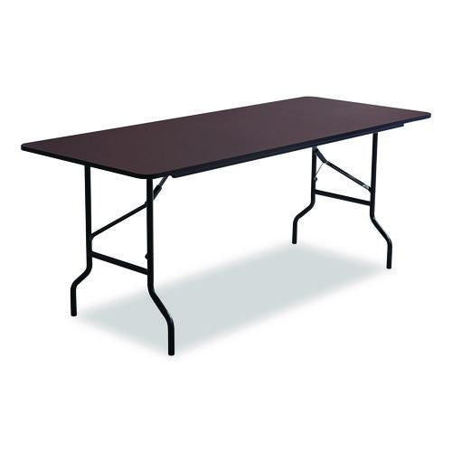 Image of Iceberg OfficeWorks Classic Wood-Laminate Folding Table, Curved Legs, Rectangular, 72" x 30" x 29", Walnut