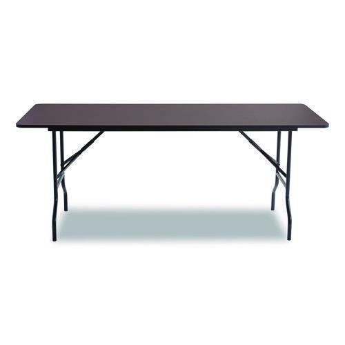 Image of Iceberg OfficeWorks Classic Wood-Laminate Folding Table, Curved Legs, Rectangular, 72" x 30" x 29", Walnut