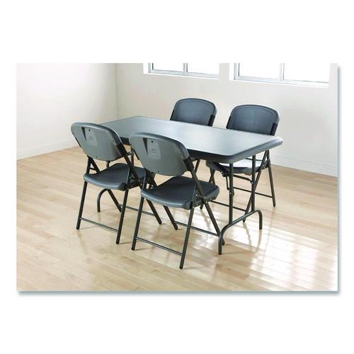Image of Iceberg Rough n Ready Commercial Folding Chair, Supports Up to 350 lb, 15.25" Seat Height, Charcoal Seat, Charcoal Back, Silver Base