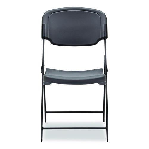 Image of Iceberg Rough n Ready Commercial Folding Chair, Supports Up to 350 lb, 15.25" Seat Height, Charcoal Seat, Charcoal Back, Silver Base
