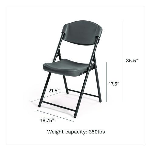 Image of Iceberg Rough n Ready Commercial Folding Chair, Supports Up to 350 lb, 18" Seat Height, Charcoal Seat/Back, Charcoal Base, 4/Pack