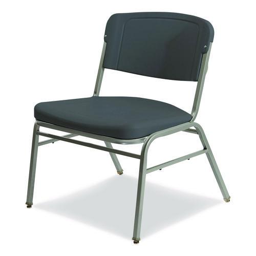 Image of Iceberg 64127 Rough n Ready Wide-Format Big and Tall Stack Chair, Supports 500 lb, 18.5" Seat Height, Charcoal Seat/Back, Silver Base, 4/CT