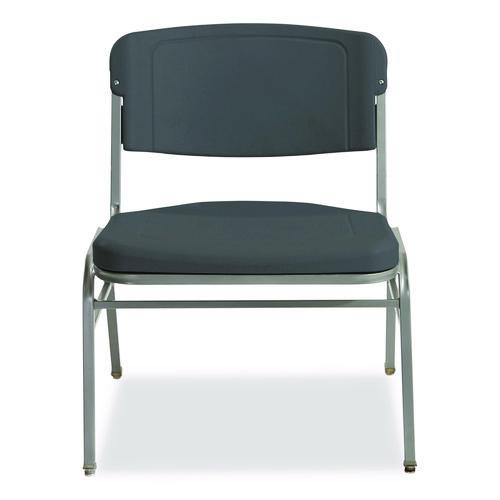 Image of Iceberg 64127 Rough n Ready Wide-Format Big and Tall Stack Chair, Supports 500 lb, 18.5" Seat Height, Charcoal Seat/Back, Silver Base, 4/CT