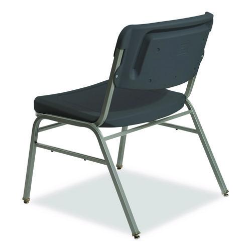 Image of Iceberg 64127 Rough n Ready Wide-Format Big and Tall Stack Chair, Supports 500 lb, 18.5" Seat Height, Charcoal Seat/Back, Silver Base, 4/CT
