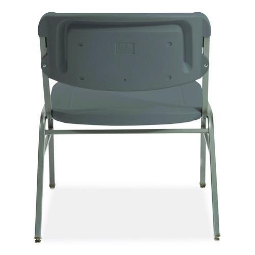 Image of Iceberg 64127 Rough n Ready Wide-Format Big and Tall Stack Chair, Supports 500 lb, 18.5" Seat Height, Charcoal Seat/Back, Silver Base, 4/CT