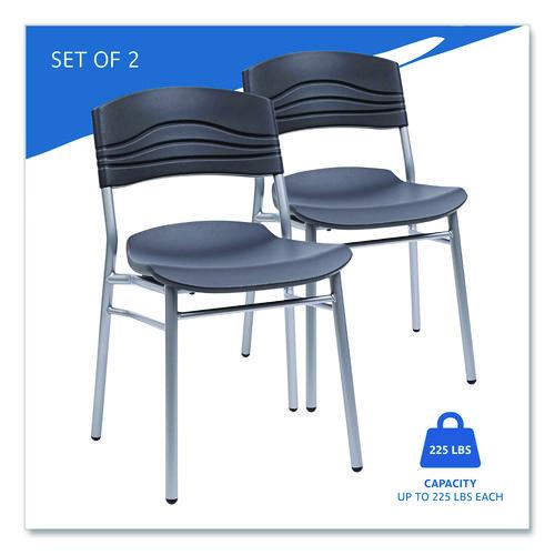 Image of Iceberg CafeWorks Chair, Supports Up to 225 lb, 18" Seat Height, Graphite Seat/Back, Silver Base, 2/Carton