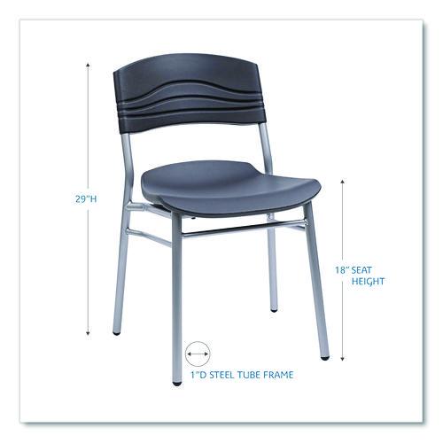 Image of Iceberg CafeWorks Chair, Supports Up to 225 lb, 18" Seat Height, Graphite Seat/Back, Silver Base, 2/Carton
