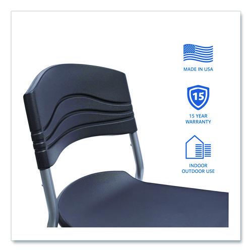 Image of Iceberg CafeWorks Chair, Supports Up to 225 lb, 18" Seat Height, Graphite Seat/Back, Silver Base, 2/Carton