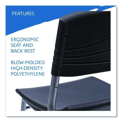 Image of Iceberg CafeWorks Chair, Supports Up to 225 lb, 18" Seat Height, Graphite Seat/Back, Silver Base, 2/Carton