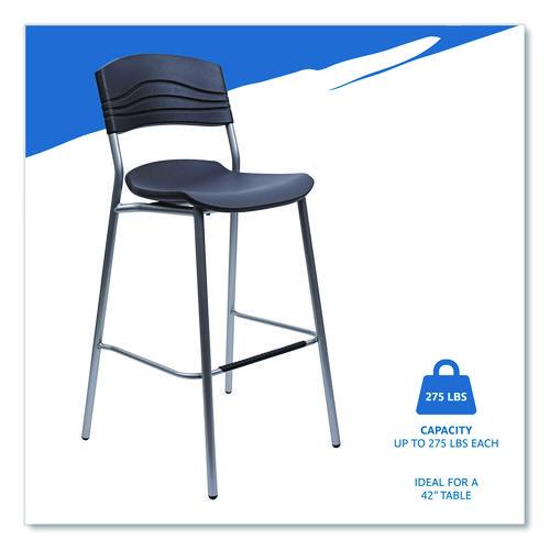 Image of Iceberg CafeWorks Stool, Supports Up to 225 lb, 30" Seat Height, Graphite Seat, Graphite Back, Silver Base