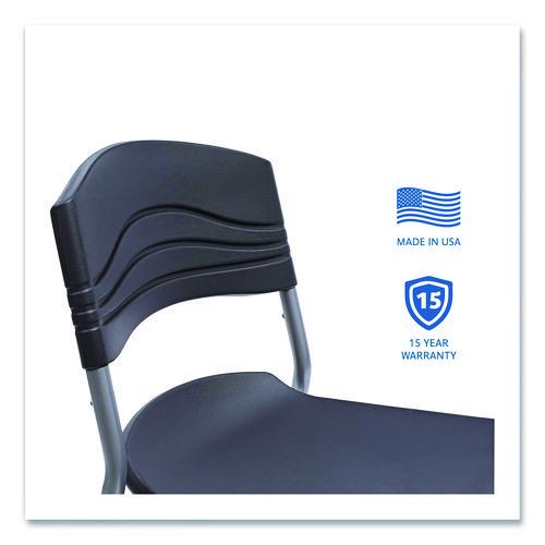 Image of Iceberg CafeWorks Stool, Supports Up to 225 lb, 30" Seat Height, Graphite Seat, Graphite Back, Silver Base
