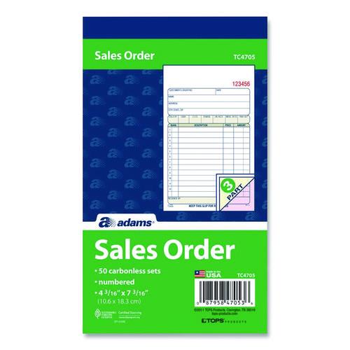 Image of AdamsÂ® Multipart Sales Order Pad, Three-Part Carbonless, 4.19 x 6.69, 50 Forms/Pad, 10 Pads/Carton