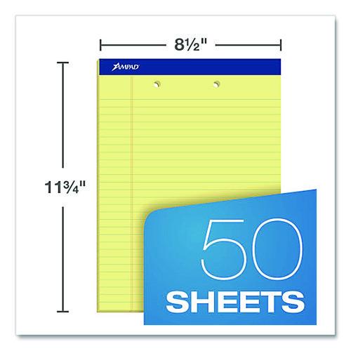 Image of Ampad® 20-224 Perforated Writing Pads, Wide/Legal Rule, (50) Canary Yellow 8.5 x 11 Sheets, Dozen