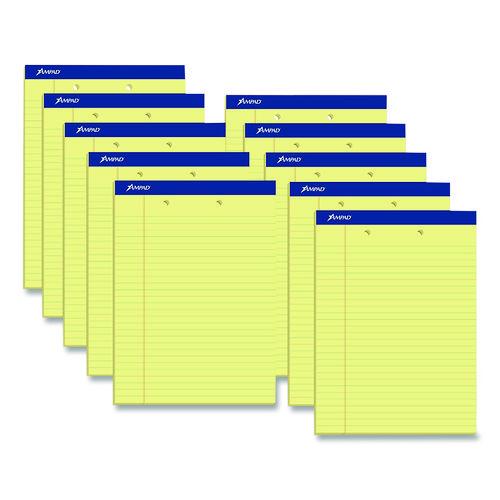 Image of Ampad® 20-224 Perforated Writing Pads, Wide/Legal Rule, (50) Canary Yellow 8.5 x 11 Sheets, Dozen