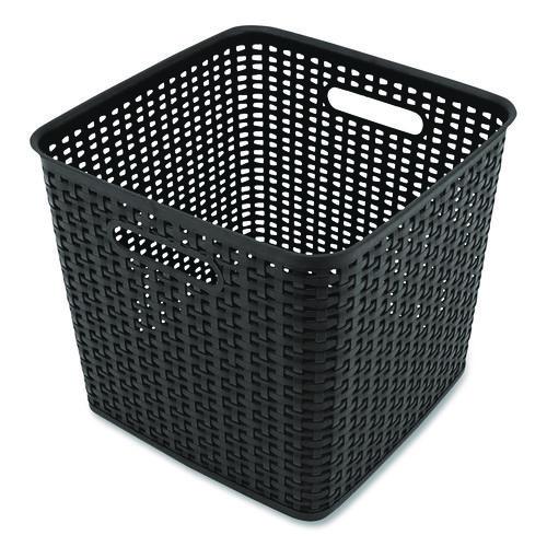 Image of Advantus 37519 Plastic Weave Bin, Extra Large, 12.6" X 11.1" X 16.6", Black