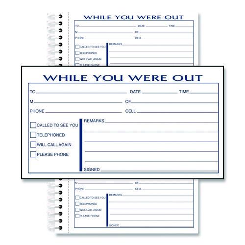Image of Adams® SC8603D While You Were Out Messages Book, Two-Part Carbonless, 5 x 2.83, 3 Forms/Sheet, 300 Forms Total